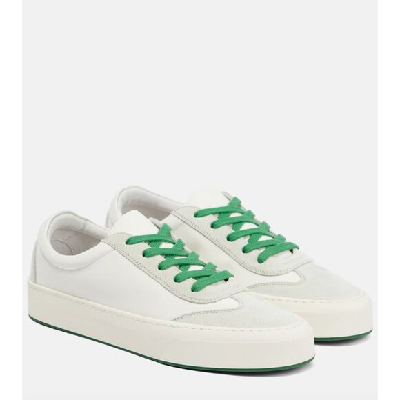 The Row Shoes - The Row Marley Suede Paneled Leather Sneakers Milk White Womens Size 35 5